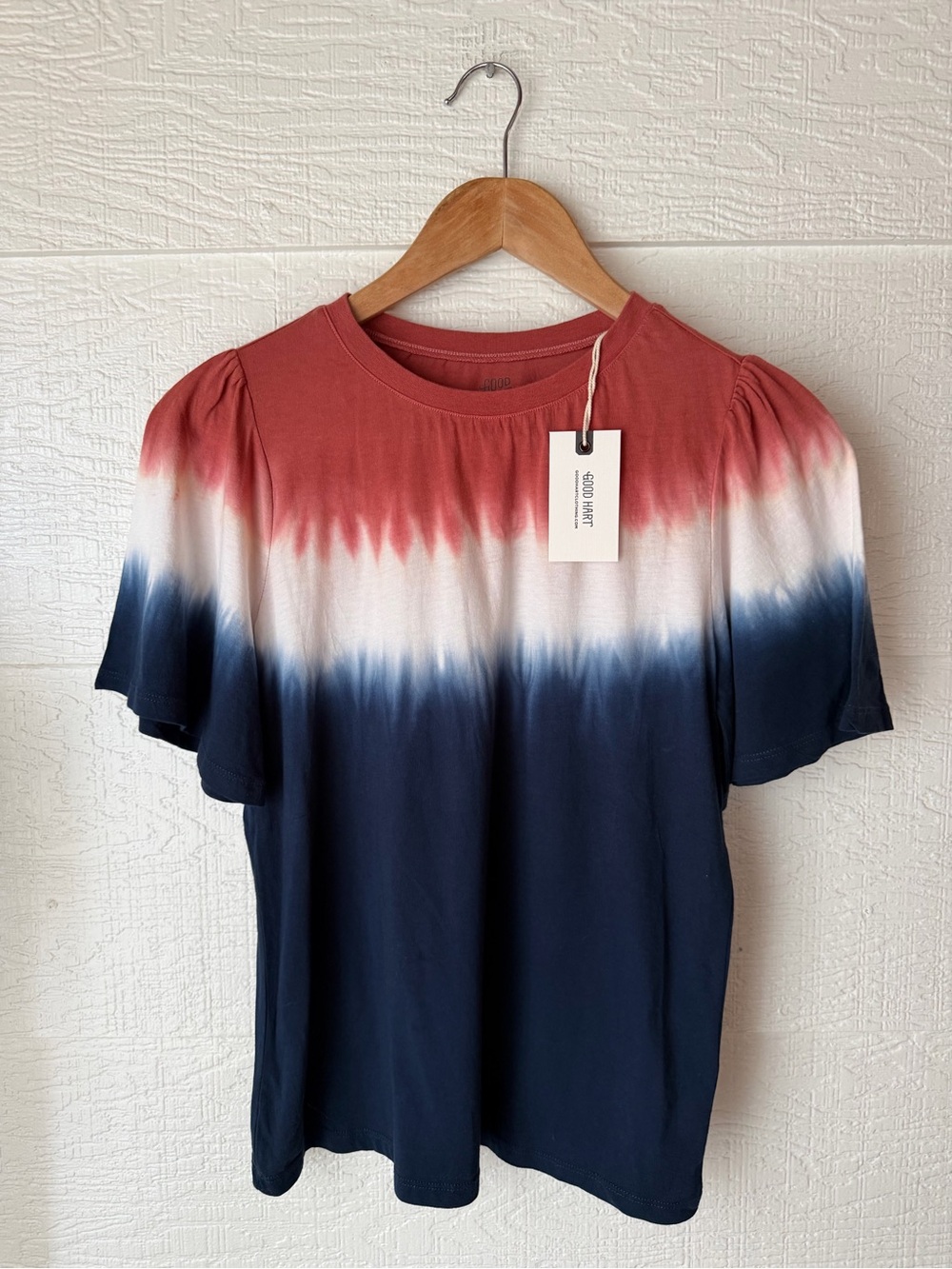 Good Hart Red White Blue Tie Dye Top XS NWT